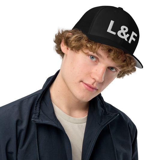 Jewel Collection White Embroidery Closed-back trucker cap