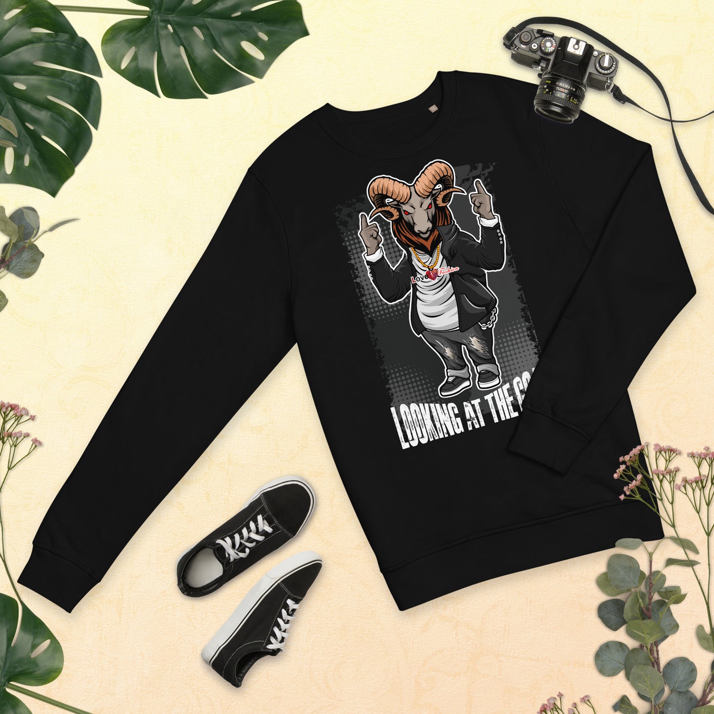 Looking at the Goat Style 1 NEAT Collection Unisex organic sweatshirt