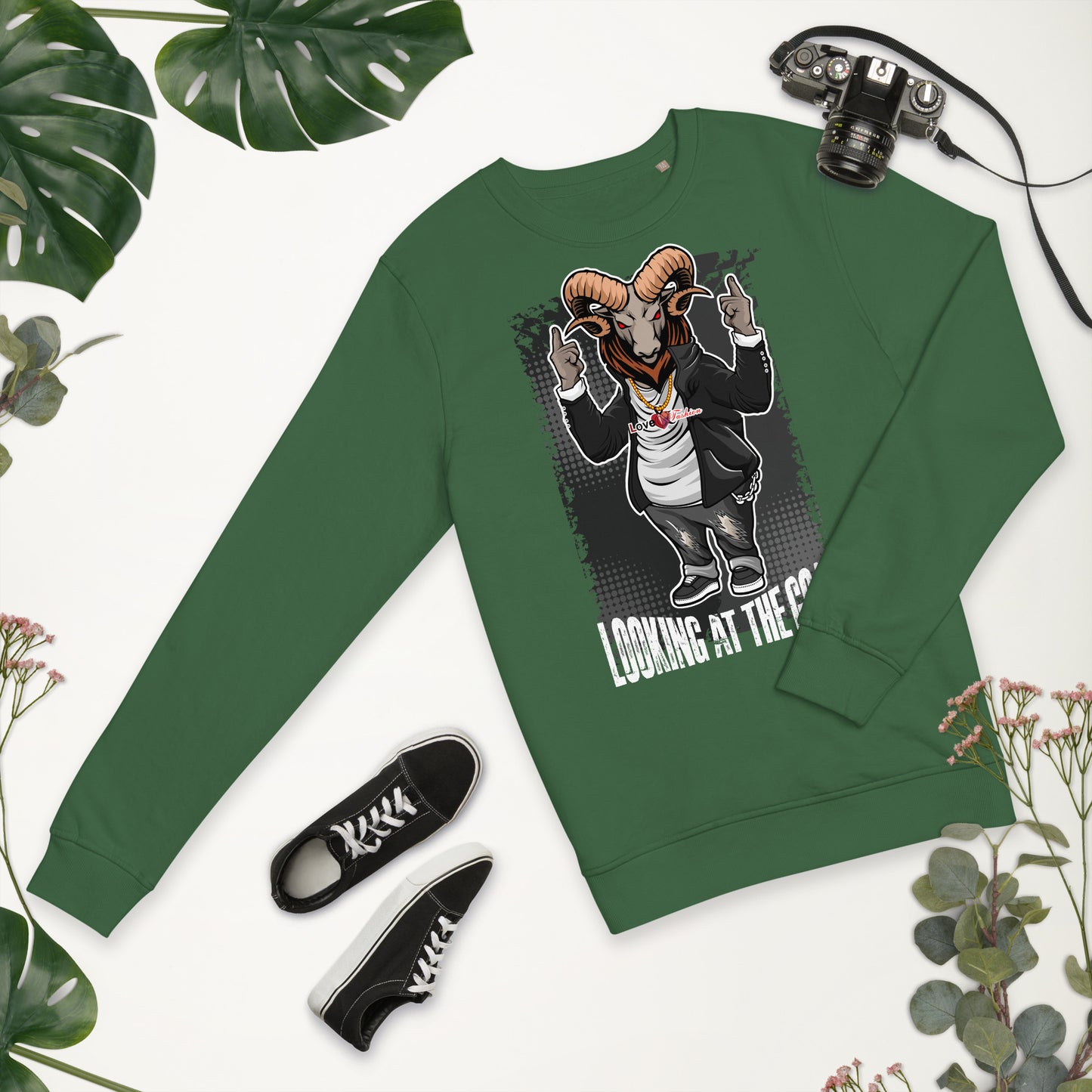 Looking at the Goat Style 1 NEAT Collection Unisex organic sweatshirt