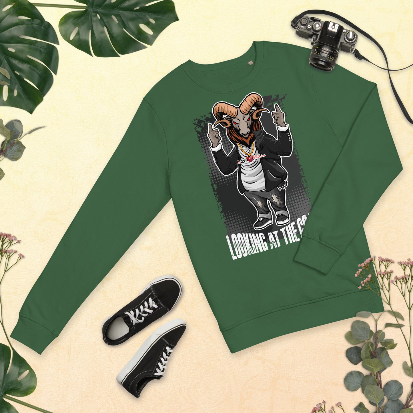 Looking at the Goat Style 1 NEAT Collection Unisex organic sweatshirt