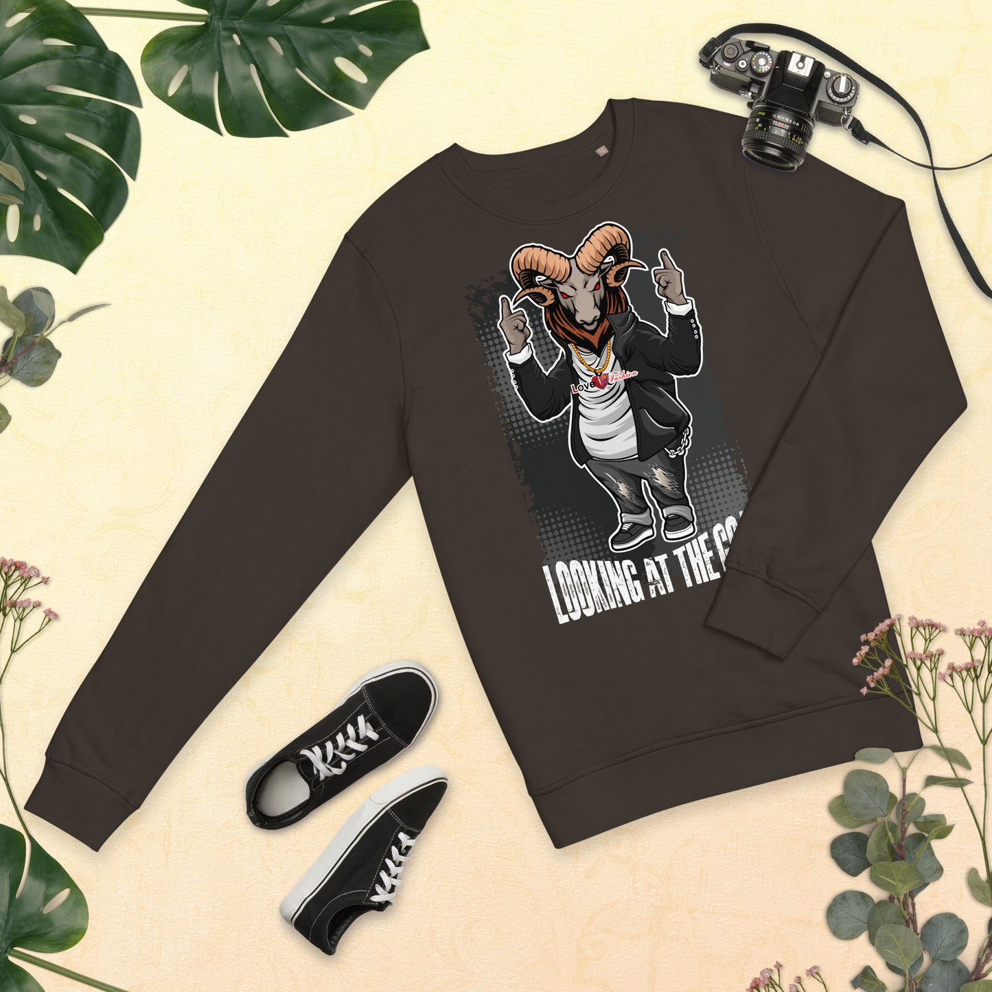 Looking at the Goat Style 1 NEAT Collection Unisex organic sweatshirt