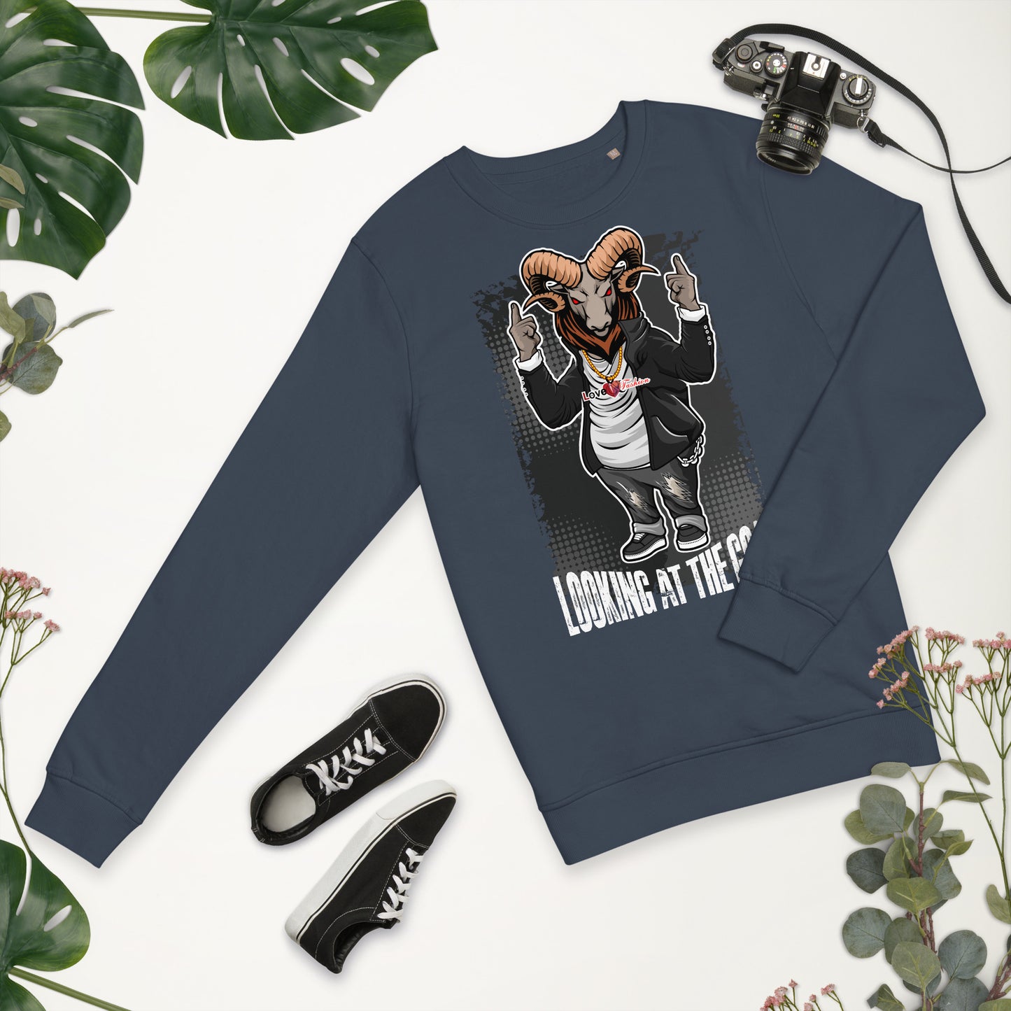 Looking at the Goat Style 1 NEAT Collection Unisex organic sweatshirt