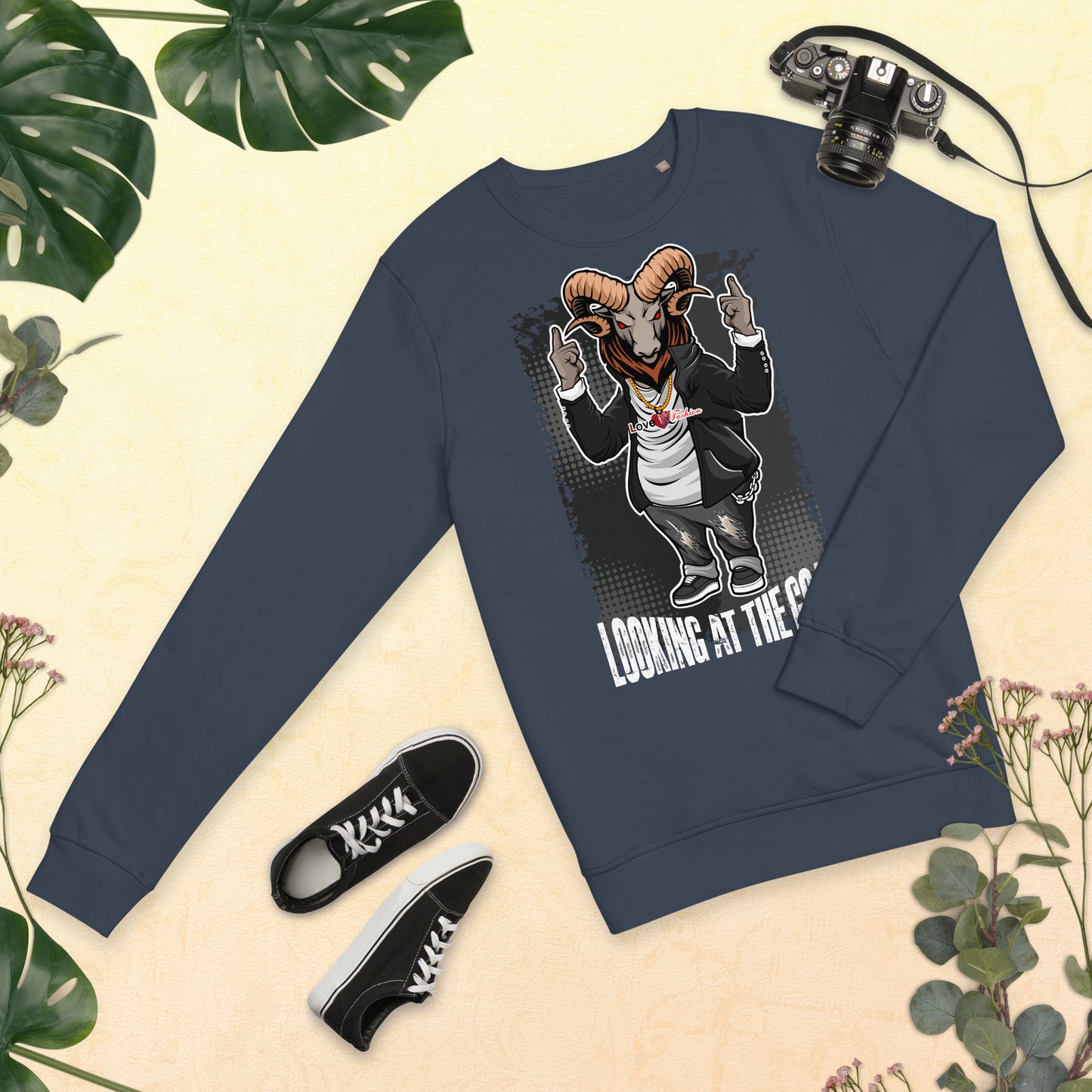 Looking at the Goat Style 1 NEAT Collection Unisex organic sweatshirt