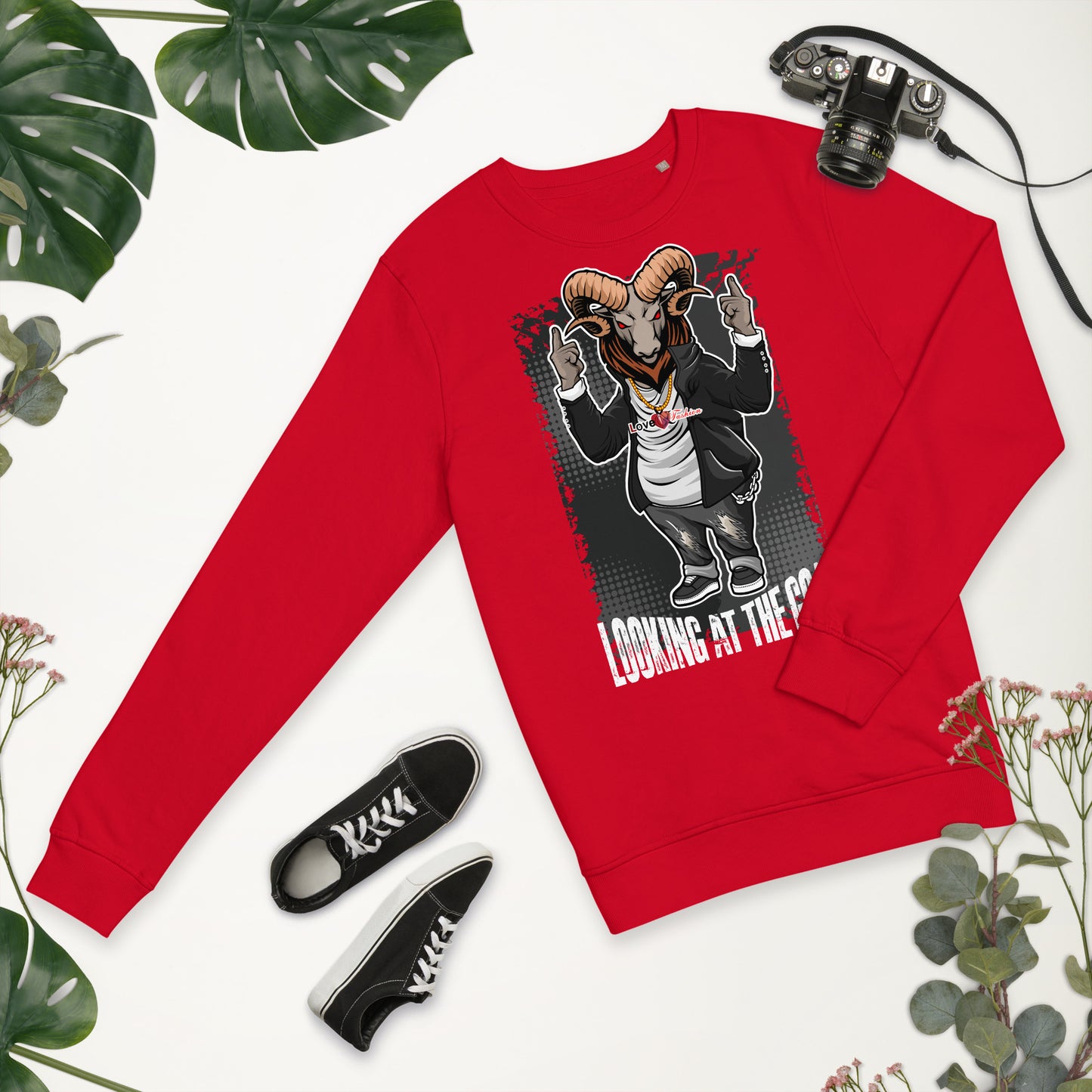 Looking at the Goat Style 1 NEAT Collection Unisex organic sweatshirt