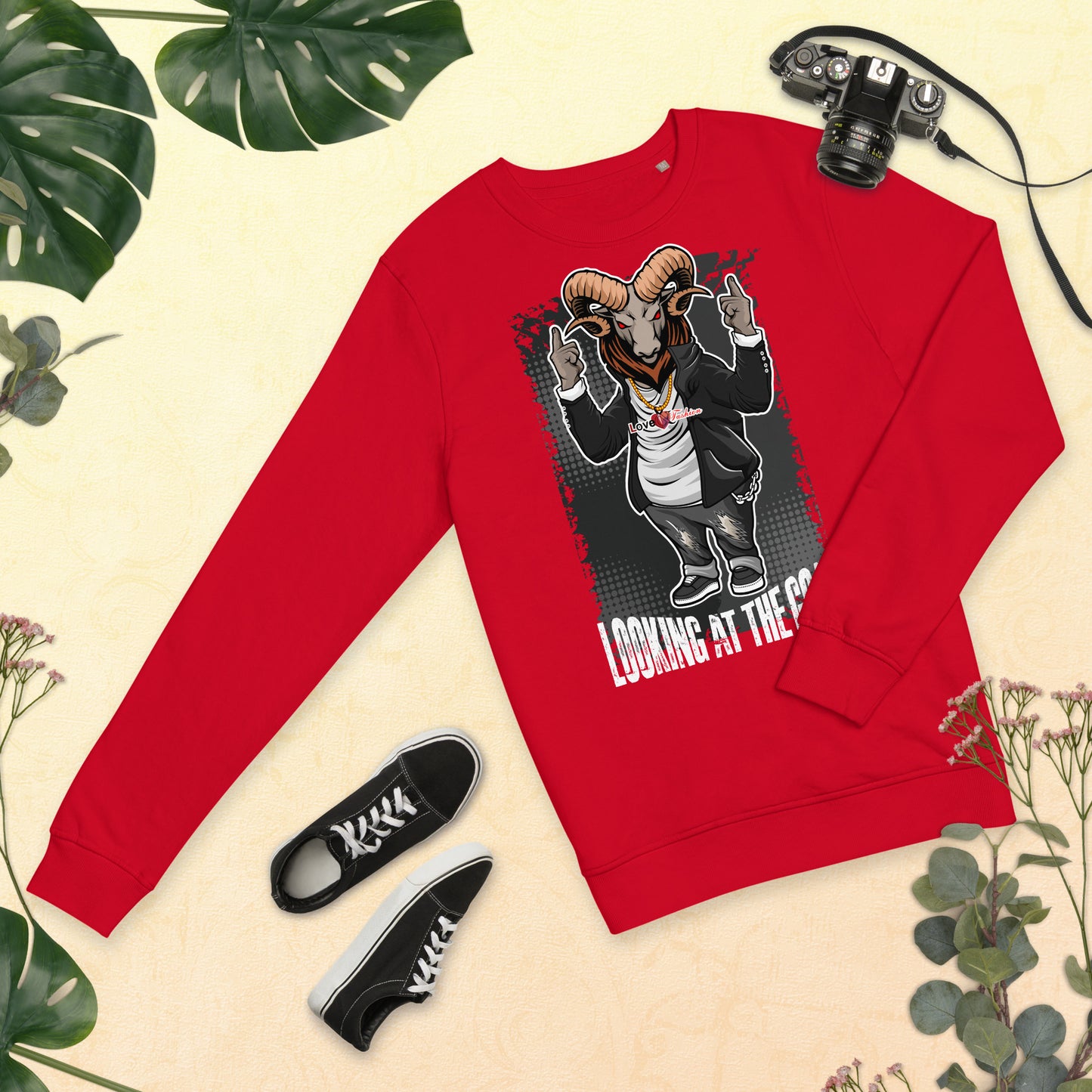 Looking at the Goat Style 1 NEAT Collection Unisex organic sweatshirt