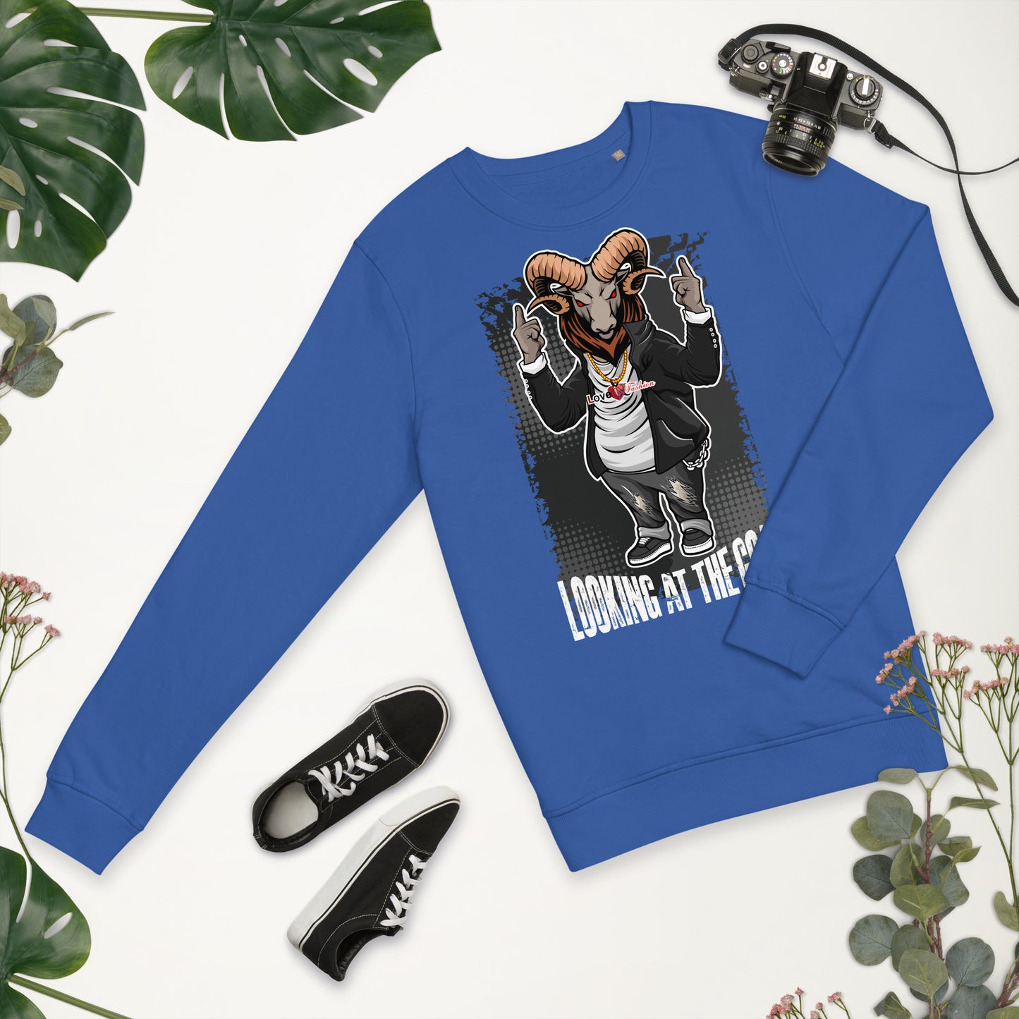 Looking at the Goat Style 1 NEAT Collection Unisex organic sweatshirt