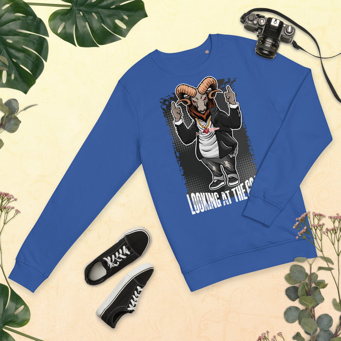 Looking at the Goat Style 1 NEAT Collection Unisex organic sweatshirt